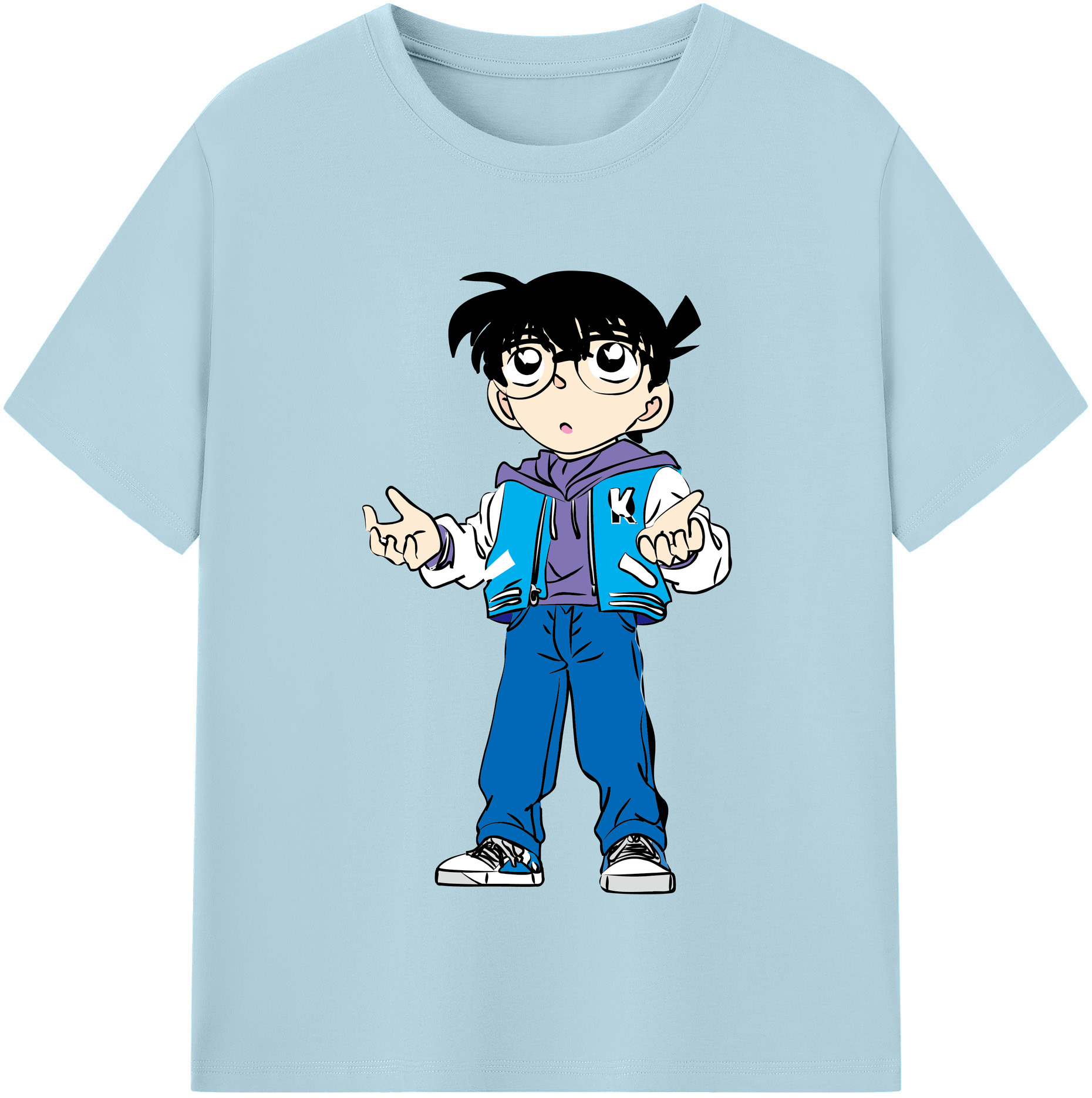 （画像用） 名探偵コナン 江戸川 コナン Detective Conan Conan Edogawa 綿100％半袖Tシャツ（フロントプリント）